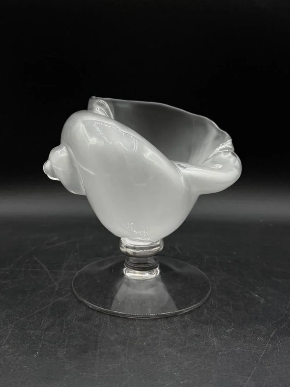 Cambridge Crown Tuscan Glass Footed Nautilus Shell Vase Opaque Frosted
